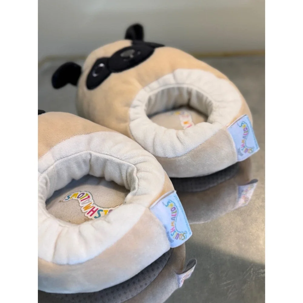 Squishmallows Pug Slippers Size 13/1 Unisex Kids Plush Dog House Shoes Cozy